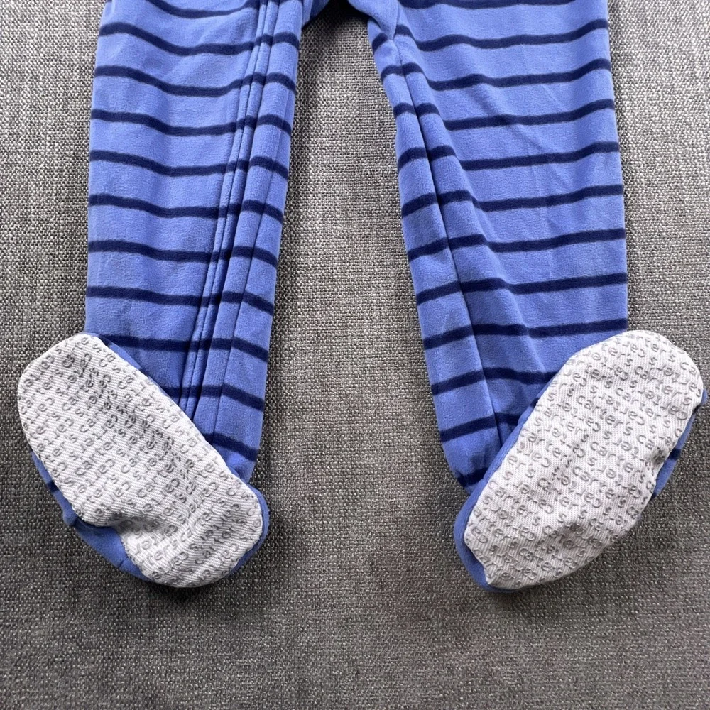 Carter's One Piece Footed Pajamas Blue Stripe Embroidered Dump Truck Boys 4T NWT